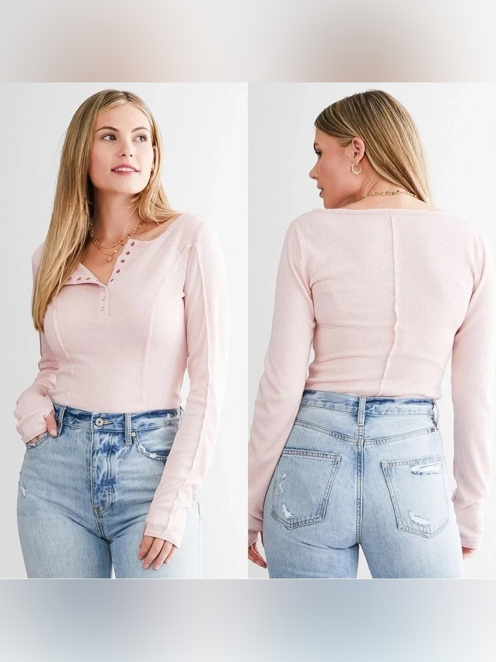 NWT Free People Intimately Sloane Henley Bodysuit Thermal Knit